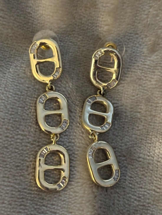 Jewelry - Laura Gold-Tone Linked Drop Earrings with Crystal Accents - Women Jewelry